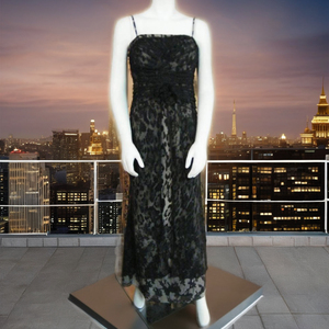 Robe de soirée de luxe sur mesure, de haute qualité, mi-longue, style A, sexy, en dentelle brûlée, faite à la main, avec des cristaux de sequins, respirante, printemps - Product Image 3