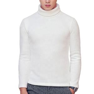 Pull-over solide en tricot à manches longues pour hommes, en tissu chaud et doux, en laine jacquard, pull décontracté pour hommes - Product Image 1