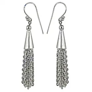 Boucles d'oreilles pendantes en argent pour femmes, bijoux tendance et religieux avec zircon et perle, clous en acier inoxydable et laiton pour les fêtes - Product Image 1