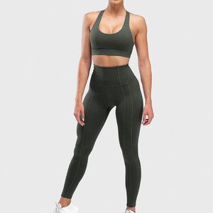 Conjunto de Yoga Profesional para Mujer, Diseño 2026, Color Sólido, Secado Rápido, Transpirable, Spandex/Poliéster, Personalizable, Venta al Por Mayor - Product Image 1