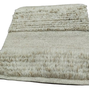Tapis moderne en laine naturelle brune fait à la main, tapis géométrique bohème moderne, tapis doux et confortable en laine pour salon, chambre à coucher - Product Image 1