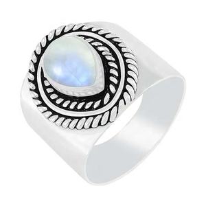 Anillo de piedra lunar arcoíris hecho a mano 925 Plata de Ley sólida Fuego Azul Natural Arco Iris piedra lunar 925 estampado anillo hecho a mano joyería - Product Image 1