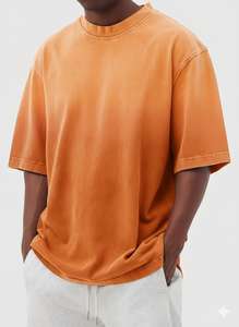 T-shirt tie-dye personnalisé OEM, T-shirt en coton lourd délavé à l'acide, surdimensionné, vintage, uni, homme, épaules tombantes, unisexe - Product Image 6