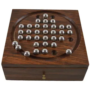 Juego de solitario de madera con estilo de aspecto real con bolas de metal Juegos de entretenimiento Adultos Niños Estrategia de tablero divertido a un precio asequible