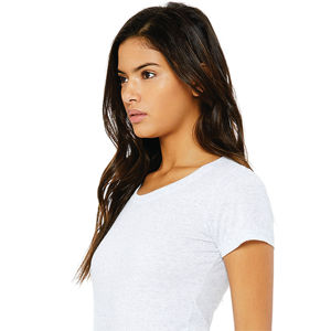 Camiseta de manga corta de Triblend para mujer, 50% poliéster, 25% Airlume, peinado y anillo, algodón, 25% rayón, 40, 3,8 oz, blanco - Product Image 4