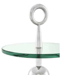 Table d'appoint moderne contemporaine sur trépied en verre avec poignée en anneau décorative Meubles de maison pour le salon et la salle à manger - Product Image 3