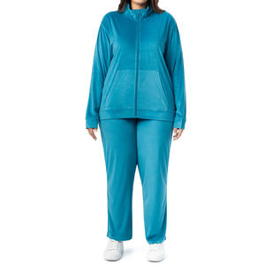 Premium Quality Long <b>Sleeve</b> Plus Size Tracksuit Set with Front Zipper Wholesale Latest Model Winter Tracksuit For Ladies - Product Image 1
