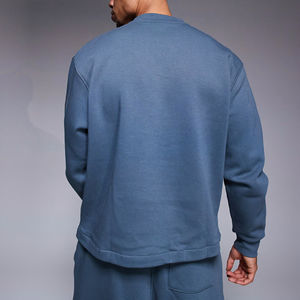 Nueva sudadera básica de cuello redondo para hombre, cómoda y elegante, 100% de algodón mezclado, sudadera de gran tamaño con hombros caídos para hombre - Product Image 3