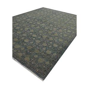Alfombra de Lana Anudada a Mano Azul Viscaya 9x12 Rectangular con Patrón de Medallón, Altura 10mm, para Hogar, Sala de Estar, Dormitorio para Adolescentes - GS-7227 - Product Image 2
