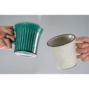 Kairagi Teal & White Ceramic <b>Cup</b> <b>Set</b>, Handcrafted Stoneware Mugs (<b>Set</b> of 2) - Product Image 4