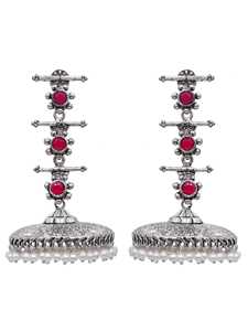 Pendientes Jhumki de aro de plata oxidada única de calidad superior Moda para mujer Directo del proveedor indio - Product Image 2