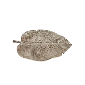 Grand plateau à feuilles fait main couleur argent Plat à fruits Plateau à cupcakes Plat décoratif de table Plateau artisanal en métal - Product Image 1