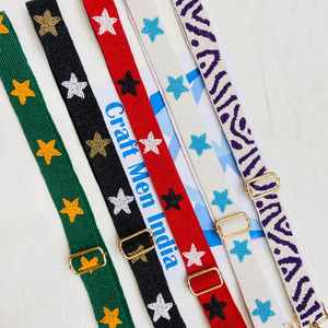 Ceintures perlées personnalisées pour filles Dernier design Toutes personnalisées, bandoulière en léopard multicolore pour sac à main, sangle en toile pour collège et école - Product Image 1