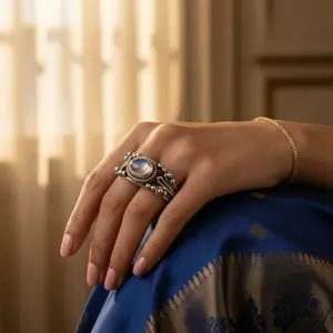 Anillo de Plata 925 con Piedra Lunar para Mujer, Uso Diario - Product Image 2