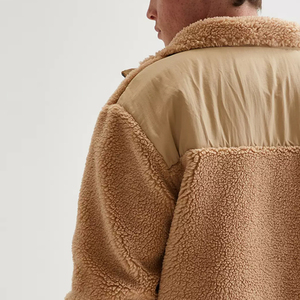 Veste doublée en sherpa de haute qualité pour l'hiver, fermeture éclair, logo personnalisé, col montant, poche en tissu, taille 4XL, patchwork chaud, camouflage - Product Image 6