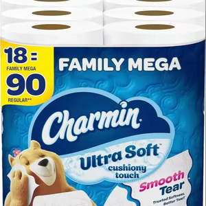 Charmin-Ultra Soft Touch Toilet <b>Paper</b>, 18 Family Mega <b>Rolls</b> = 90 Regular <b>Roll</b> - Product Image 6