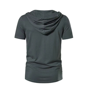 Camiseta OEM con logotipo personalizado para hombre, tejido de punto de algodón 35%, ajustada, manga larga, con capucha, moda, venta al por mayor - Product Image 6