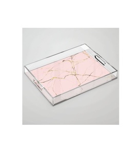 ถาดอะคริลิคหินอ่อนสีชมพูและสีทองดีไซน์คลาสสิกถาดเสิร์ฟอาหารอะคริลิคสำหรับตกแต่งบ้าน - Product Image 1