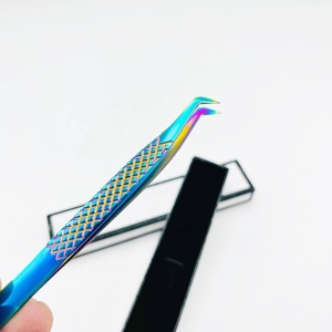 Pince à épiler pour extension de cils Boot Volume dans le plasma pince à épiler multicolore avec poignée diamantée en acier inoxydable - Product Image 2