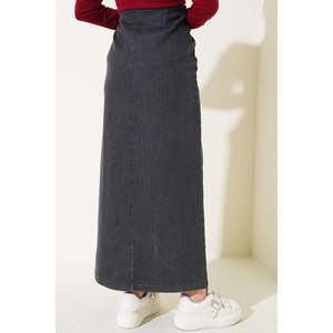 Jupe en jean à boutons latéraux Fumée - Product Image 4