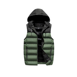 Chaleco acolchado sin mangas de invierno al por mayor nueva chaqueta de moda con cremallera capucha tela de nailon ropa exterior algodón relleno cálido transpirable - Product Image 6