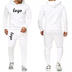 Chándales de hombre pulóver en blanco con logotipo personalizado con botón de capucha chándales de jogging de gran tamaño de algodón ropa activa para hombre precio al por mayor - Product Image 6