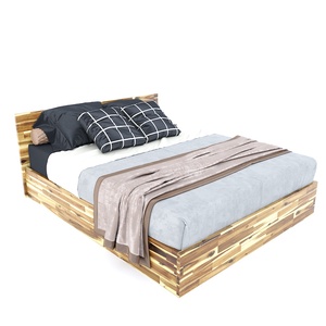 Natural Color 160x200cm Acacia Wood <b>Bed</b> <b>Frame</b> Solid Modern Rustic Japanese Style for Double Queen King Size BedroomsGN68038 - Product Image 1