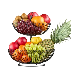 2 Tier Metal Wire Fruit Basket Stand Black Kitchen Countertop Fruit Holder Bowl <b>Rack</b> for Vegetables and Fruits Storage - Product Image 2