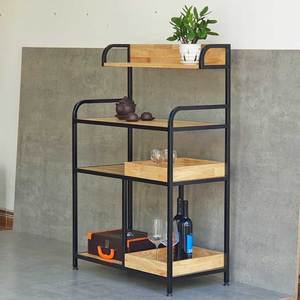 ชั้นวางของในครัวโครงเหล็กและไม้ยางพารา 80x40x120 ซม. แบบตั้งพื้น สำหรับจัดเก็บภาชนะเหล็กกล้าคาร์บอน - Product Image 4