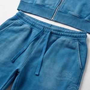 Ensemble de survêtement pour homme, tendance, vintage, pantalon flare complet, sweat à capuche zippé, lavage à l'acide, broderie délavée, tendance, hiver - Product Image 5