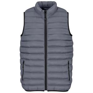 Customize Solid <b>Grey</b> Color Zipper Style Puffer <b>Men's</b> Jackets High Quality Breathable Fabric Stand Collar Oversize Puffer <b>Vest</b> - Product Image 1