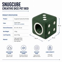 SnugCube Creative Dice Pet Bed, détachable, lavable, imperméable, respirant, grande taille 45 cm, maison pour chat en peluche 3D, niche pour chien, maison moderne