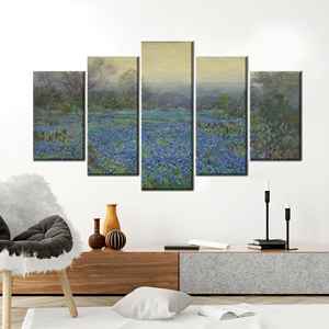 Toile imprimée Champêtre aux fleurs sauvages style Impressionniste pour une décoration élégante de cottage, Lot de 5 : Toile encadrée - Product Image 1