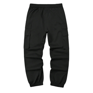 Mens Black Cargo Jogger Pants Elastic Waist Drawstring Multi Pocket Casual Outdoor <b>Canvas</b> Quick Dry Breathable Eco-Friendly - Product Image 2