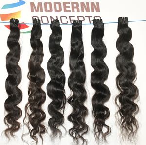 Extensiones de cabello humano natural ondulado al por mayor a precio de fábrica extensiones Remy indio con cutícula alineada y brillo natural ondulado Doble - Product Image 2