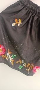 กางเกงขาสั้นเอวสูงปักลายดอกไม้พร้อมเชือกผูกปิดแบบไม่สมมาตรกางเกงผ้าใบสไตล์ระบายอากาศและมีสไตล์ - Product Image 6