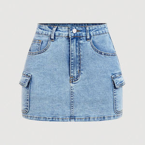 Minifalda Vaquera Plisada Casual con Cintura Imperio para Mujer, Azul Claro, Transpirable y Ecológica, Marca Sapeemo Sports, 2026 - Product Image 2