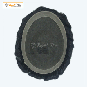 ผมชาวอินเดียน100% ผมแท้ของผู้ชายวิกผมปลอมแบบปรับแต่งได้ผิวฐานบางสไตล์ด้านหน้า - Product Image 5