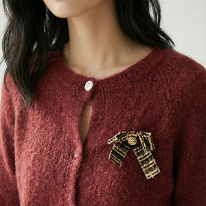 Suéter Cárdigan de Punto Fino para Mujer, Casual, de Invierno, de Manga Larga, con Lazo, 27% Mezcla de Alpaca - Product Image 3