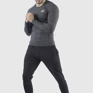 เสื้อรัดกล้ามเนื้อแขนยาวของผู้ชายผ้าถักแบบแห้งเร็วดีไซน์เรียบง่ายและพิมพ์ลาย - Product Image 5