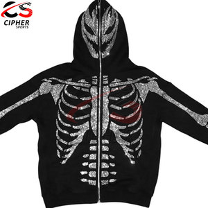 Sweat à capuche pour hommes en coton polyester à manches longues pull-over respirant nouveau style de sweats à capuche en strass - Product Image 4