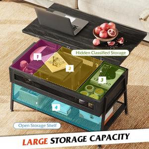 <span class=keywords><strong>Table</strong></span> <span class=keywords><strong>basse</strong></span> élévatrice 3 en 1 avec rangement caché <span class=keywords><strong>Table</strong></span> à manger à deux tables élévatrices <span class=keywords><strong>Table</strong></span> multifonctionnelle convertible pour le salon - Product Image 6