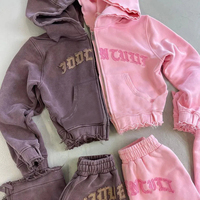 Conjunto Deportivo de Invierno para Mujer, con Pedrería, Estilo Vintage, Sudadera con Capucha y Pantalones, 2 Piezas, Casual, Lavado Ácido, Forro Polar, Impermeable, Ecológico, 3D