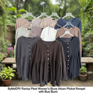 Blusa de mujer ByMeldev Raniaa con pliegues y detalles, estilo Atasan Plisket Rempel con Busui Bumil - Product Image 3