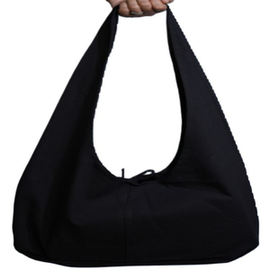 Sac fourre-tout uni structuré, durable, écologique, recyclé, en toile de coton biologique noire 100%, logo imprimé personnalisé, usage quotidien - Product Image 1