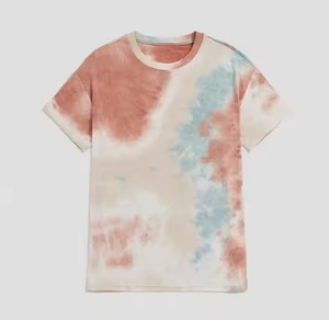 เสื้อยืดมัดย้อมผ้าฝ้าย100% สำหรับผู้ชายเสื้อยืดแขนสั้นผ้าผูกย้อมสีแบบกำหนดเองและโลโก้