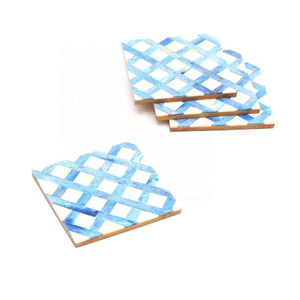 Handmade Eco-Friendly Bone Inlay Coasters Custom Shape <b>Black</b> Brown Pattern Custom Logo Durable Wedding Favors Customizable - Product Image 4