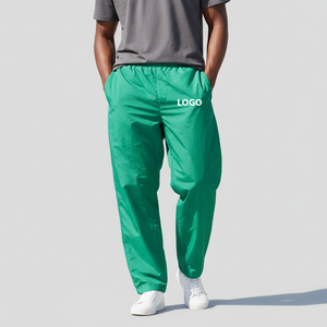 Pantalones Deportivos Holgados con Logotipo Bordado Personalizado, Pantalones Anchos de Lona Verde para Hombre, Estilo Casual, Transpirables y Ecológicos - Product Image 3