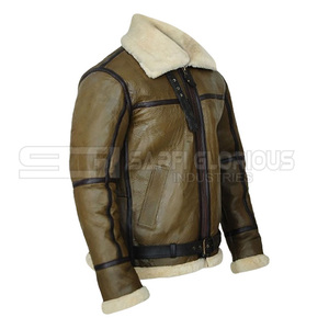 Chaqueta de cuero genuino para hombre de la mejor calidad para otoño e invierno, estilo callejero liso teñido con servicio OEM, venta en línea - Product Image 3