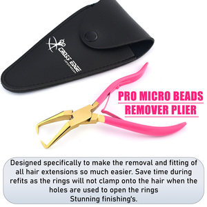 Best Hair Extension Tools 70's Bead <b>Crimped</b> & Tape Extension Remover Pliers Pink Microbead Hair Tool Professional Salon Grade - Product Image 2